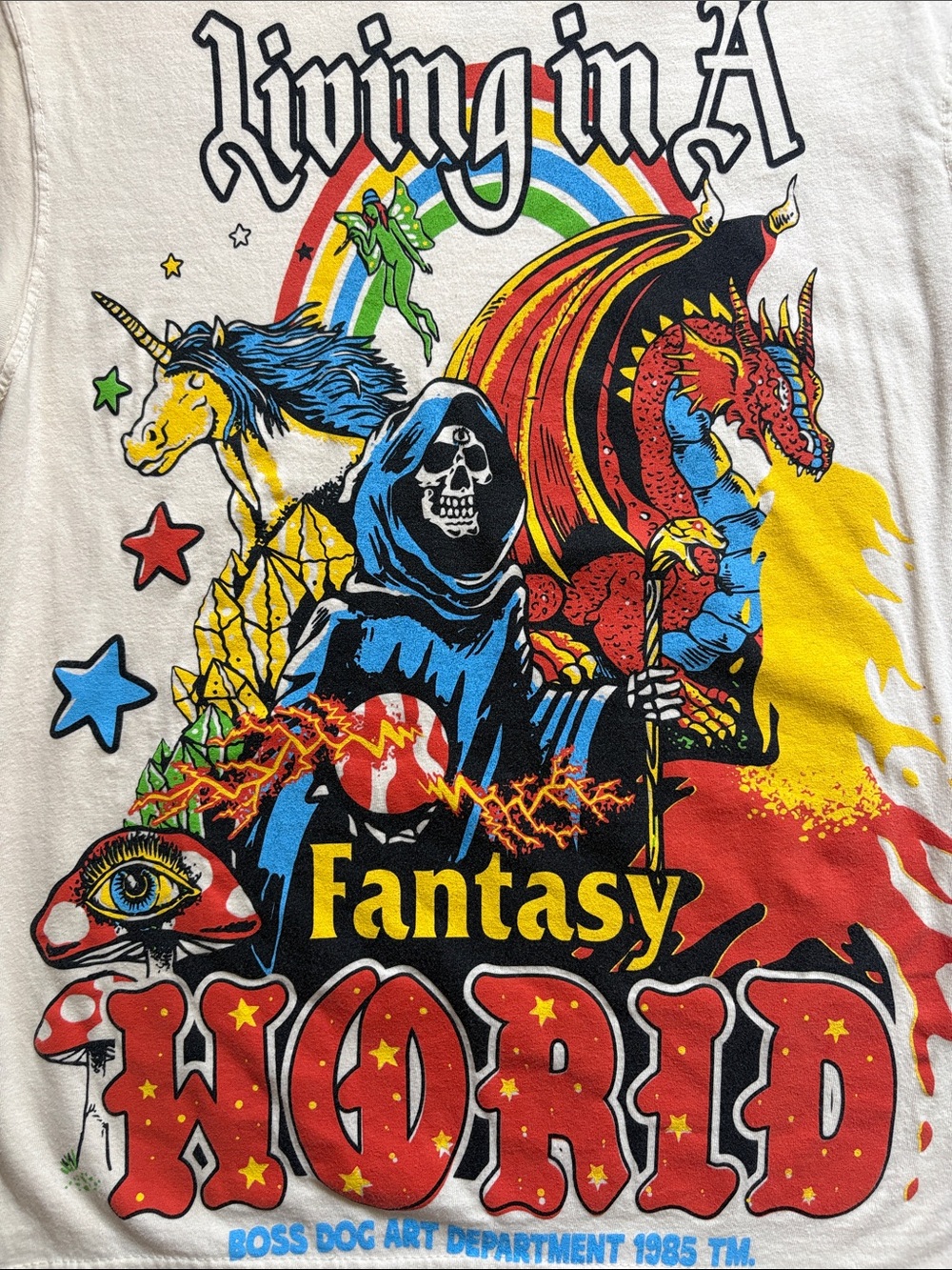 White Kids Graphic Tee - Fantasy World Design